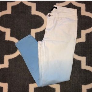 Pink ombré cropped jeans